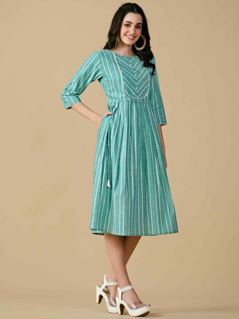 Casul Wear green color western dress pure cotton